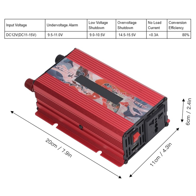Car Power Inverter DC to AC Fast Heat Dissipation LCD