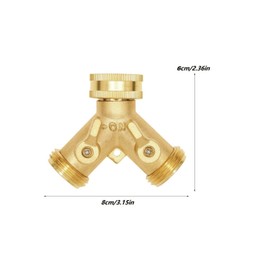 Garden Hose Splitter Heavy Duty Brass 2 Way, Brass Garden Hose Connector Tap Splitter, Solid Brass Hose Y Splitter 2 Valves with 4 Extra Rubber Washers