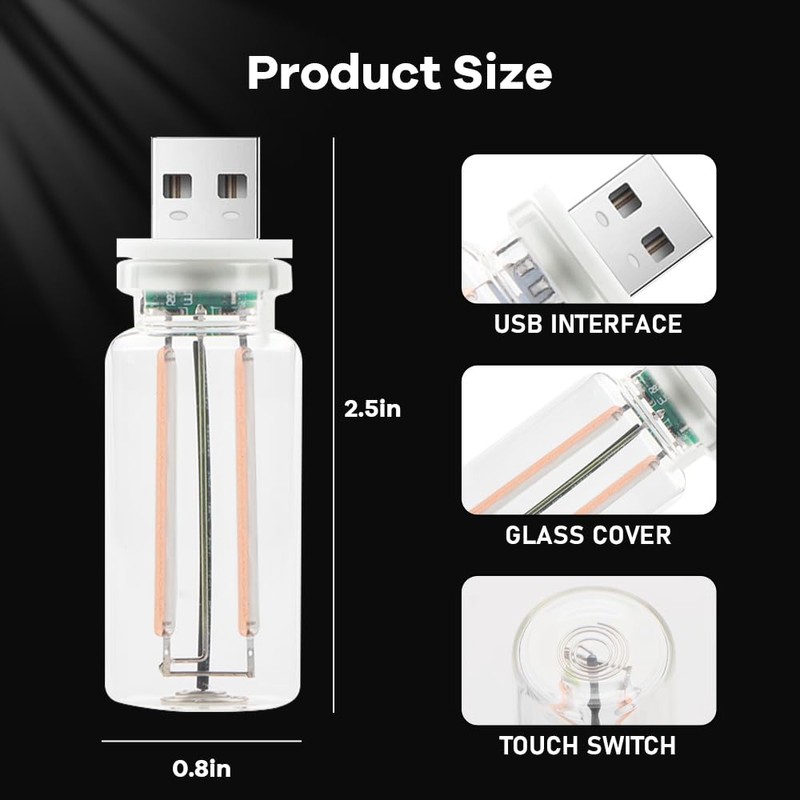 NHHEO 4Pcs Car USB Night Light, Touch Adjustment LED Ambient