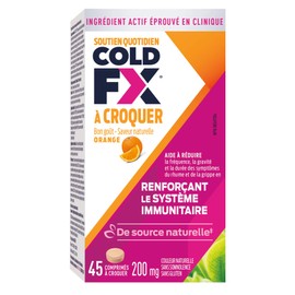 COLD-FX Orange Chewables, Ginseng Extract, Reduce Chance Cold and Flu, Support Immune System - 45 Tablets