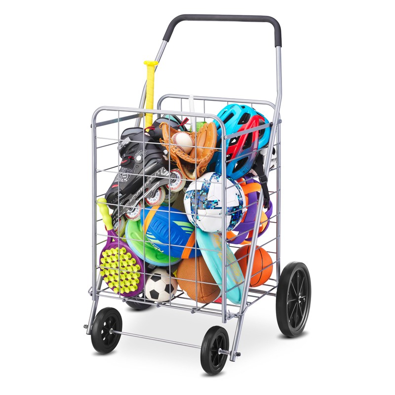 Whitmor Deluxe Utility Foldable Shopping Cart with Wheels, 100 Lb