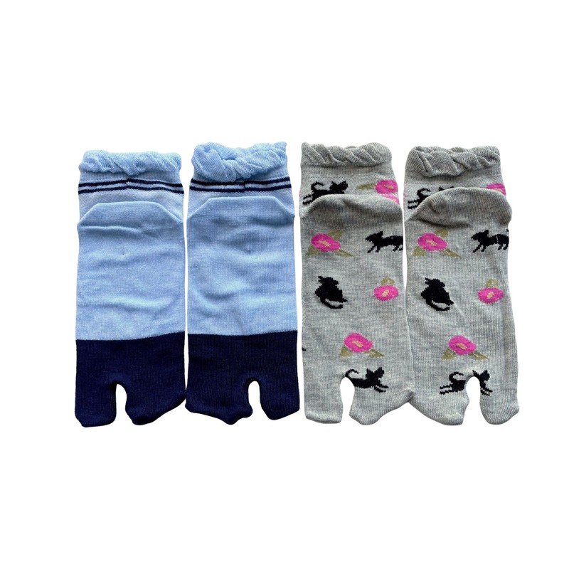[Mode Select] P07 Women's Tabi Socks, Cute, Cat Pattern, Cotton
