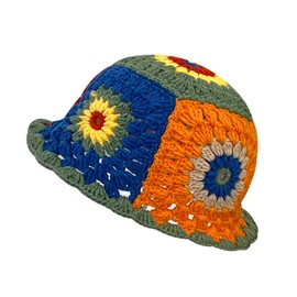 JiaTL WeyJia Crochet Bucket Hat for Women Knit Handmade Foldable Floppy Hat Fashion Cute Comfy and Casual (B-Colorful)