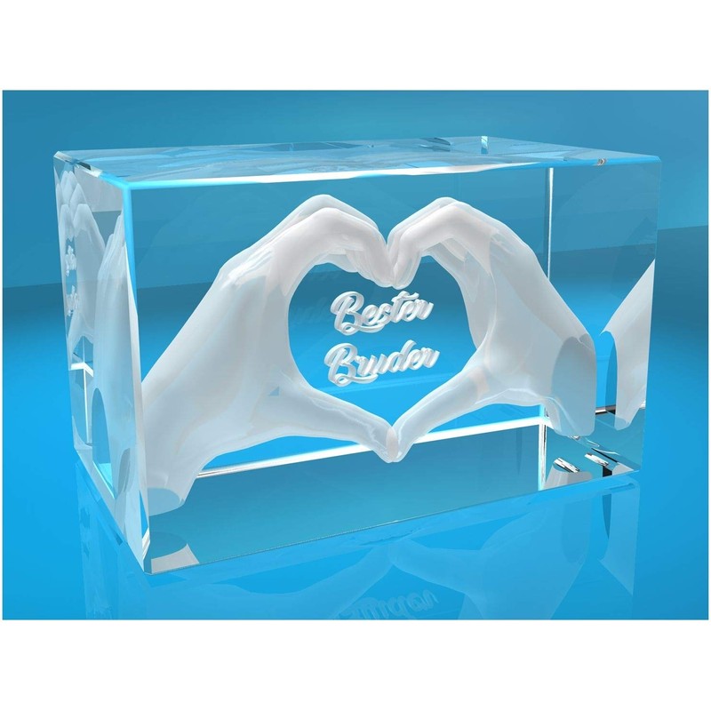 VIP-LASER 3D Glass Crystal with Engraving I Heart in Two