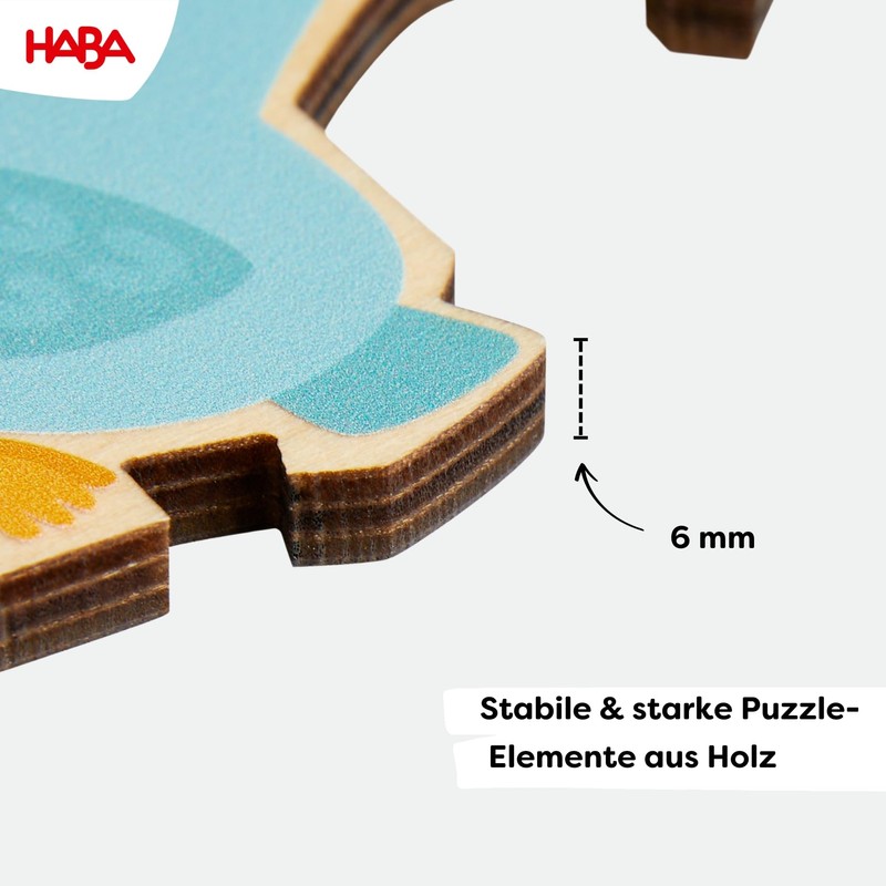 HABA 2-in-1 Elephant Puzzle: Double-Sided Wooden Puzzle with African Animal