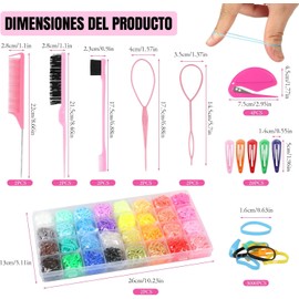 Juego de Accesorios para Cabello con 3600 Ligas - Kit para Crear Peinados con Organizadores, Cortadores de Cola de Caballo, Cepillos, Peines, Scrunchies y Moños para Niñas y Mujeres ¡Incluye Todo! (3634 Piezas)