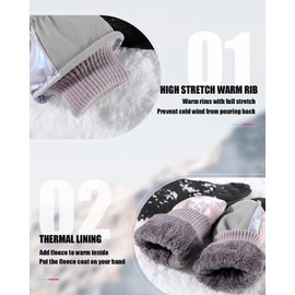 Pixel Panda Winter Ski Gloves Warm Windproof Touchscreen for Men in Cold Weather（Blue-s）