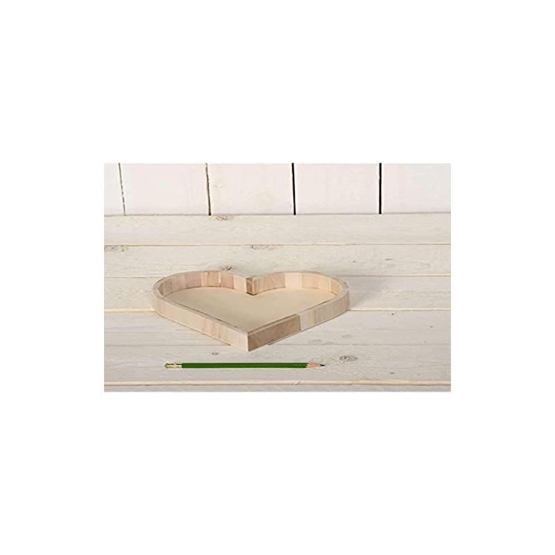 Artemio VIPPC Heart Shaped Tray, Wood, Beige, 21 x 3.5