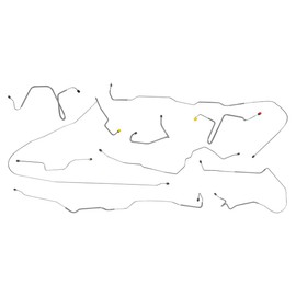 Inline Tube Replacement For 1980-86 Ford F100 F150 2WD Long Bed Power Disc Complete Brake Line Kit 8pc, OE Steel