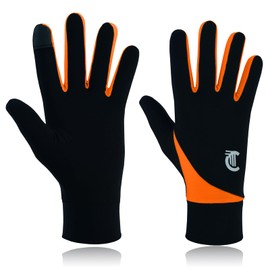 COLOURLINX Winter Gloves Running Thermal Liner Gloves Anti-slip Touchscreen Gloves for Men Women Sport Walking Riding Driving Cycling Warm Gloves (Black/Orange, M)