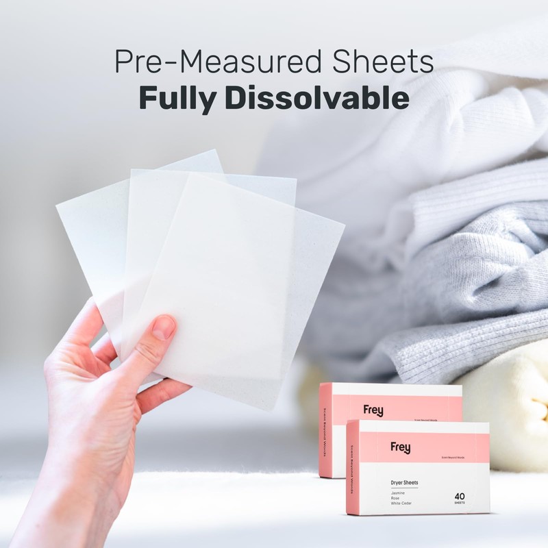 FREY Naturally Scented Dryer Sheets - Fabric Softener for Soft,