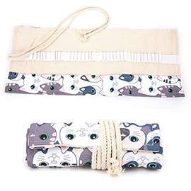 36 Hole Canvas Pencil Wrap, Pen Curtain Roll Up Washable Pencils Storage Bag Pencil Roller for Classmates Students Colleagues