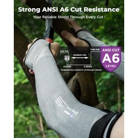 toolant ANSI A6 Cut Resistant Sleeves, Cooling Arm Protection Sleeves for Gardening, PFAS Free Arm Protectors for Thin Skin and Bruising, Construction, Pet Grooming, Gray, 1 Pair