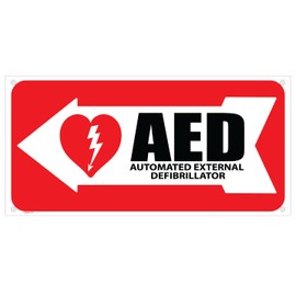 AED Sign with Left Arrow | AED Inside Location Signage for Defibrillators First Aid Sign | Wall Cabinet Marking | 5 x 10 inch Plastic