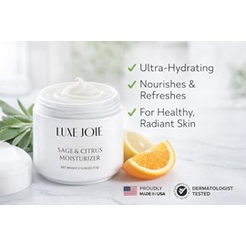 LuxeJoie Sage & Citrus Moisturizer 2 oz Natural Face Cream Anti-Wrinkle Light and Fluffy Tighten Lift