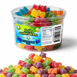 Office Roast Sour Gummy Bears Candy | Chewy Blue Candy Razz | Blue Raspberry Jelly Bears for, Gender Reveal, Baby Showers, Party, Office & More | Gift Friendly | 1 Pound Container