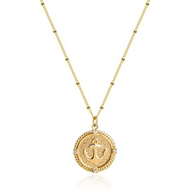MTMY Gold Coin Necklace 14K Gold Plated Dainty Gold Coin Pendant Necklace for Women Delicate Disk Necklace Minimalist Jewelry (retro anchor)