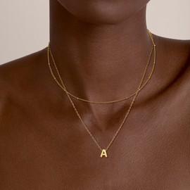 Relveo Gold Initial Necklace for Women Dainty 14K Gold Plated Letter A-Z Pendant Choker Necklace Stack Non Tarnish Jewelry Gifts for Women