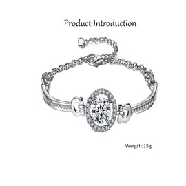 MAGIIE Cubic Zirconia Crystal Bracelet Women, Classic Adjustable Bracelet Women Gold Silver, Friendship Bracelet Fashion Jewellery for Women Girls (Silver)