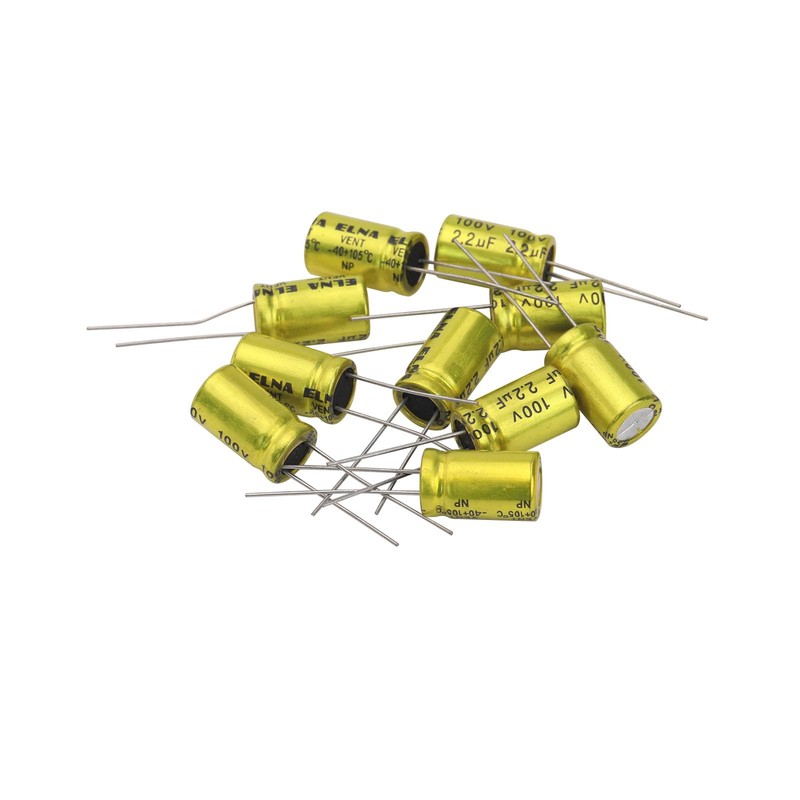 Cermant 10Pcs 2.2uF 100V Non-Polarized Electrolytic Capacitor 10x17mm(0.39x0.67in) NP for