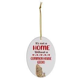 Common House Gecko Christmas Ornament 2024 - Its Not A Home Without You - White Oval Ceramic Holiday Tree Decoration Gifts for Gecko Lovers