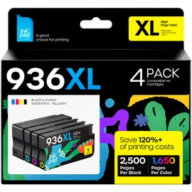 936XL 936 Ink Cartridges Combo Pack (4-Pack) Replacement for HP 936XL Ink Cartridges Work with OfficeJet Pro 9110, 9120, 9130, 9730, 9720 Series Printers