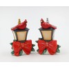 Fine Ceramic Christmas Red Cardinal & Lamp Post Salt 7