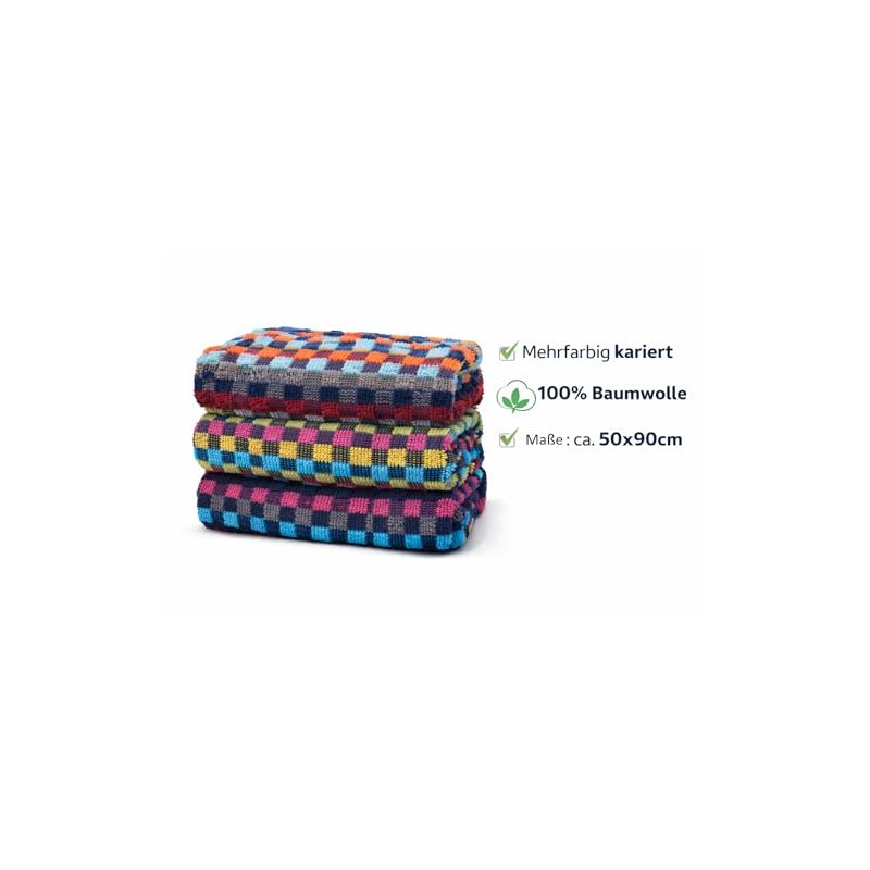 KH-Haushaltshandel Pack of 3 Terry Towel 50 x 90 cm