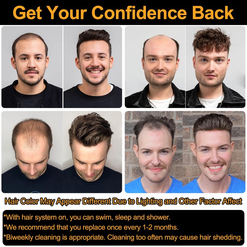 100% Density 0.06mm Thin Skin Toupee Hair for Men 8x10