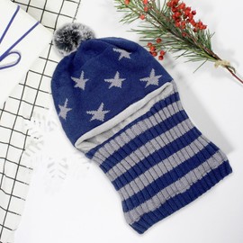 Celiodd 1 x balaclava children's winter, children's slip-on hat, children's winter hat, scarves, ear flap, 2-in-1, balaclava, suitable for boys and girls aged 2-7 years, navy blue, blue