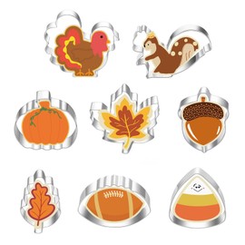 8 Stück Herbst Ausstecher Edelstahl Ausstecher Kürbis Erntedankfest Ausstechformen Set Erntedankfest Keksausstecher Cookie Backen Form für Erntedankfest Plätzchenausstecher für Backen DIY Keks Fondant