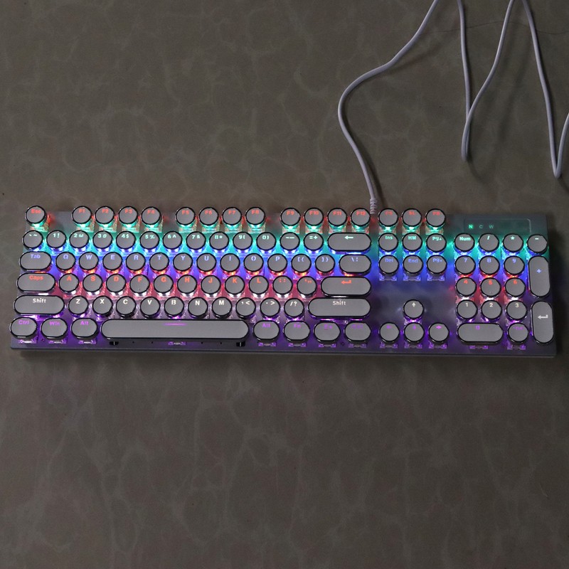 Blue Switch Mechanical Keyboard 104 Keys Backlight Ergonomic Retro Steampunk