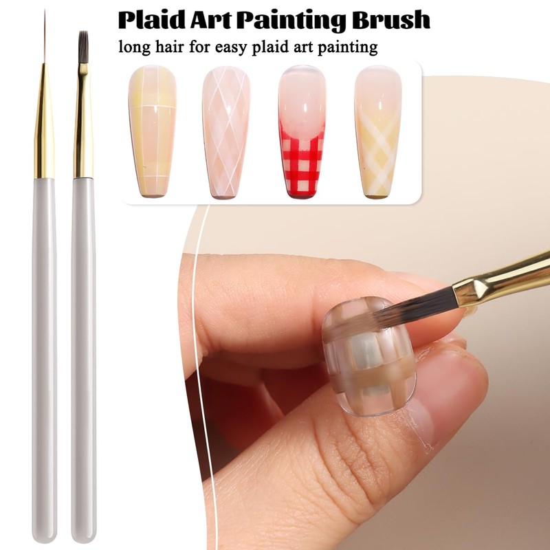 Nail Art Brushes 5PCS Ombre French Tip Plaid Flower Painting