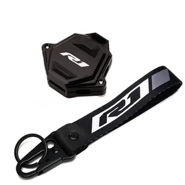 MOWOK For Yamaha YZFR1 YZF R1 Accessories Motorcycle Key Shell Cover Case & Badge Keyring (Black)