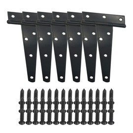 YOFASEN T Strap Hinges - T Hinges Black Paint T-Strap Shutter Hinge for Shed Door Barn Door Gates, 6 inch/6 Pcs