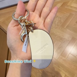 Coach NWT Coach Orange Bag Charm Keychain Gold Chalk Orange Multi Color Leather CA054