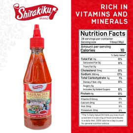 Shirakiku Thailand Sriracha Hot Chili Sauce Thai Boy | Chili, Water, Sugar, Acetic Acid | Ideal for Elevating the Taste of Asian Cuisine | Non-GMO, Gluten-free | 18oz - Pack of