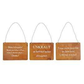 Set of 3 Wall Pictures with Sayings, 18 x 13 cm, Grey Signs, Garden, Decoration, Door Sign, Concrete Look, Wall Decoration