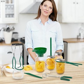 Shoxil Canning Supplies Set - 6 Essential Tools for Canning Enthusiasts and Beginners - - Mason Jar Lifter, Funnel & Wrench, Tongs, Bubble Popper, Magnetic Lid Lifter for Water Bath & Pressure Canner