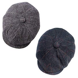 YSense Beau 2 Pack Flat Caps Hats Winter Caps Mens Beret Hats for Men Cotton and Wool Fabric Warm Hat
