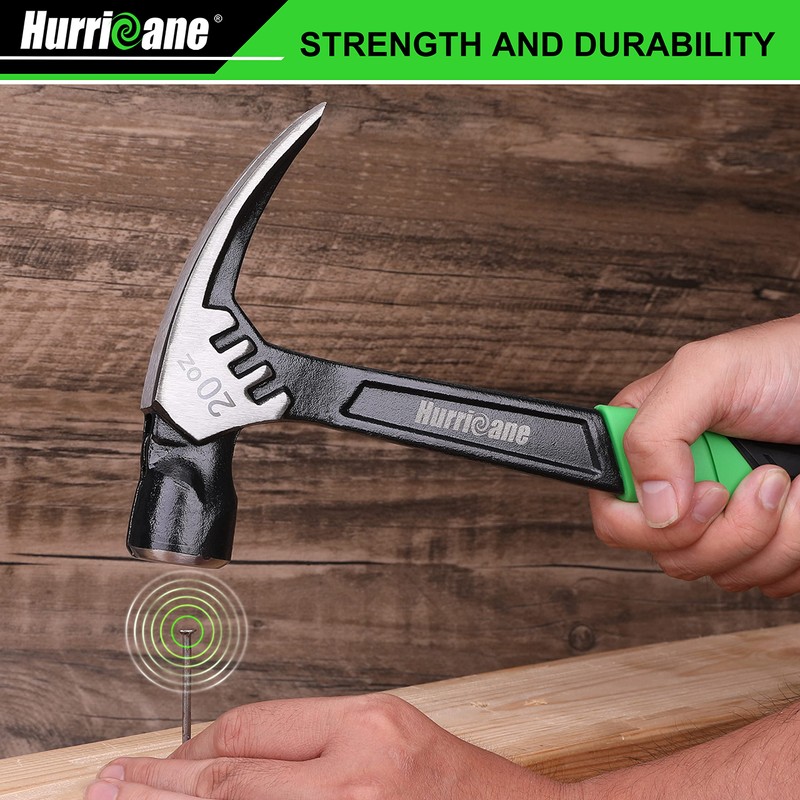 HURRICANE 20 oz Claw Hammer with Magnetic Nail Holder, Straight