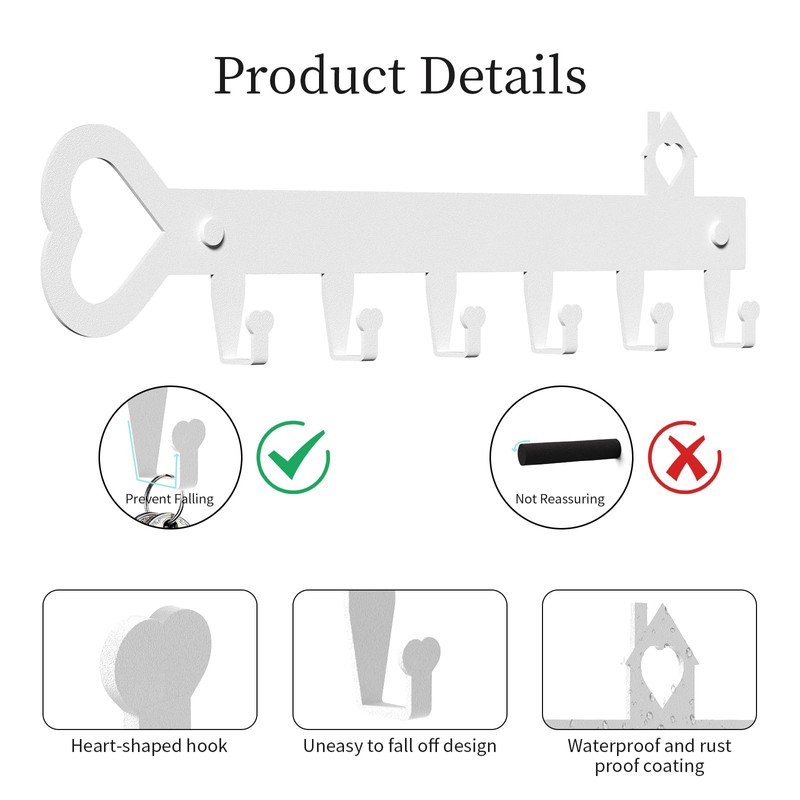 GENHH Pack of 2 Key Holder, Heart Shaped Wall Key