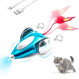 Migipaws elektrisches Katzenspielzeug, Intelligentes Spielzeugmäuse, Interaktives Spielzeug für Katzen, automatisch bewegliches Kätzchenspielzeug mit LED, Wiederaufladbar (blau)