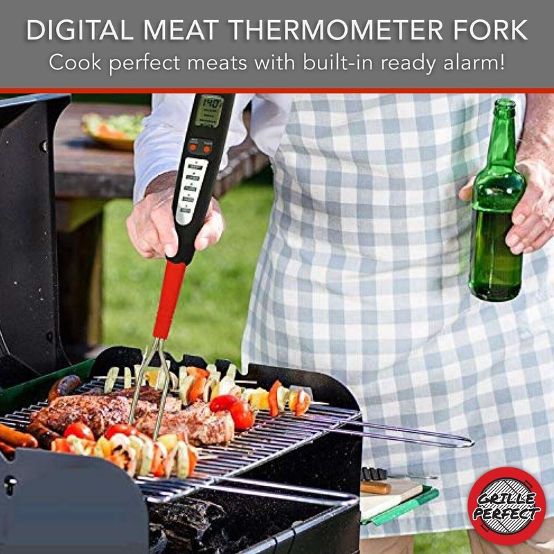 Grille Perfect Digital Meat Thermometer Fork for Grilling and Barbecue