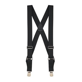 Suspender Store Side-Clip Trucker Suspenders - 1.5-Inch Wide Elastic - Pin Clip - 48" for 5'9" to 6'2" tall - Black