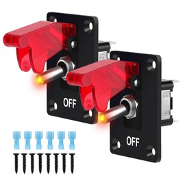 Linkstyle 2Pcs Lighted Toggle Switch, 12V 20A SPST 3 Pin ON/Off Rocker Toggle Switch with Mounting Panel for Auto RV Truck