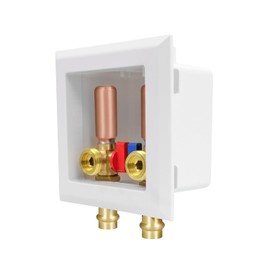 Highcraft Washing Machine Outlet Box Compact Universal Utitliy Outlet Valve Box for Ice Makers, Gas Valves, Air Admittance Valves and Washing Machine, 1/2" Press Connection with Hammer Arrestor