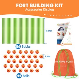 Tiny Land Fort Building Kit Creative Fort Indoor Outdoor for 5,6,7,8 Years Old Boys and Girls STEM Building Toys with Storage Bag DIY Castles Tunnels with 86 Rods and 44 Balls