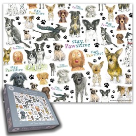 Stay Pawsitive 500-Piece Jigsaw Puzzle – Adorable Dog-Themed Puzzle Featuring Catherine Redgate's Artwork, for Dog Lovers
