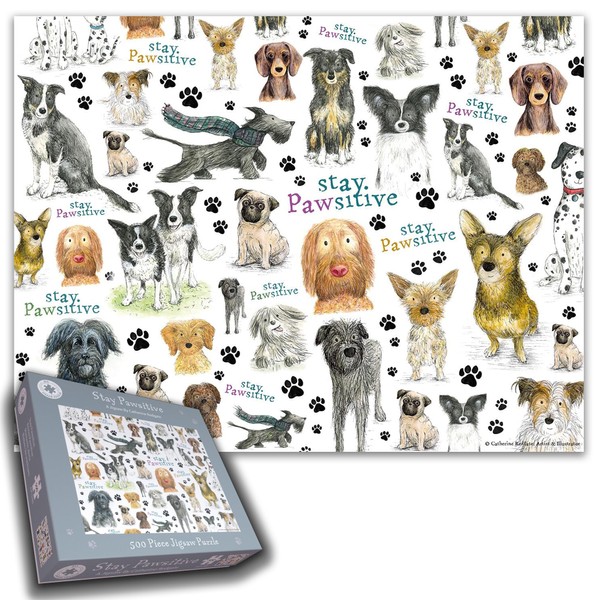 Stay Pawsitive 500-Piece Jigsaw Puzzle – Adorable Dog-Themed Puzzle Featuring